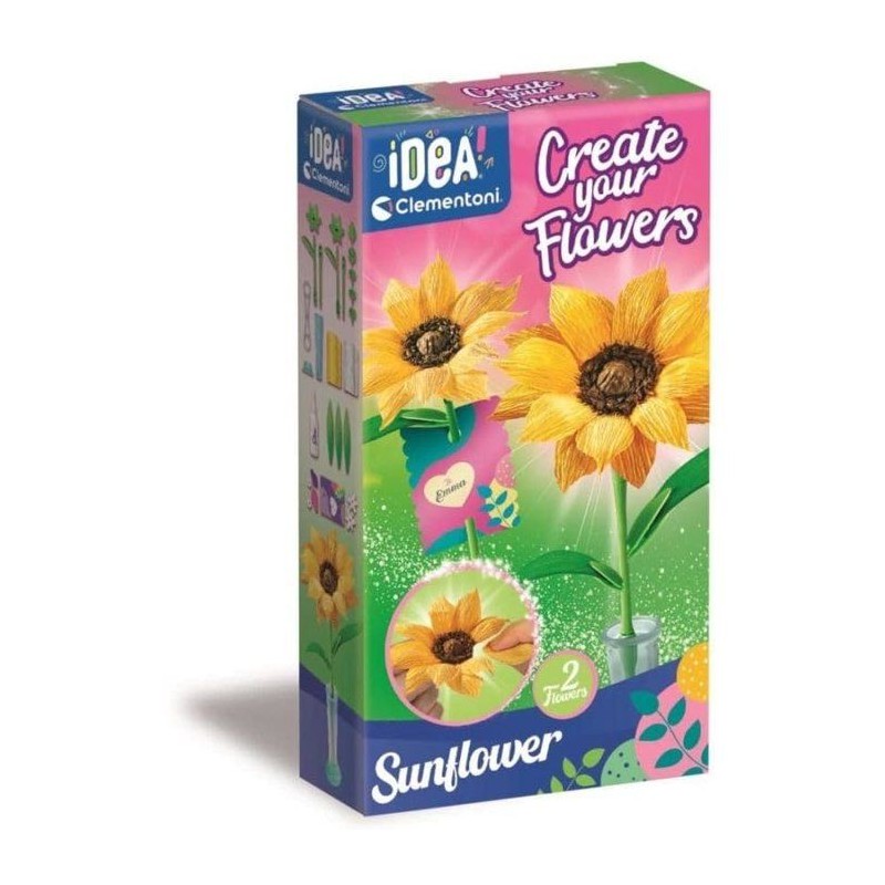 Crée tes fleurs - Tournesol - Clementoni - Coffret de 2 fleurs a asse