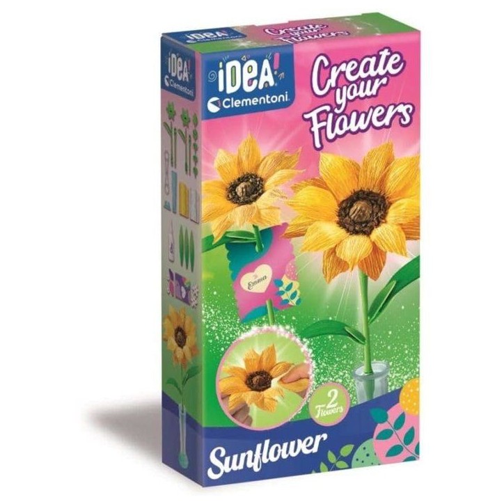 Crée tes fleurs - Tournesol - Clementoni - Coffret de 2 fleurs a assembler et personnaliser - a partir de 8 ans Crée tes fleurs - Tournesol - Clementoni - Coffret de 2 fleurs a assembler et personnaliser - a partir de 8 ans