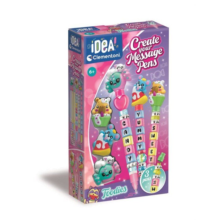 Crée tes Stylos - Clementoni - Mini atelier des Stylos - Coffret Foodies - 3 Stylos inclus et accessoires - Des 6 ans