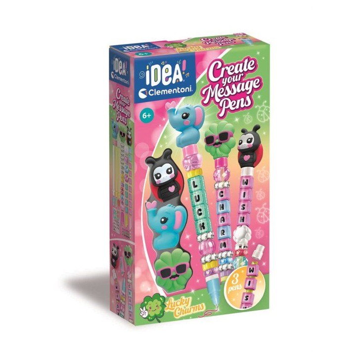 Crée tes Stylos - Clementoni - Mini atelier des Stylos - Coffret Lucky Charms - 3 Stylos inclus et accessoires - Des 6 ans