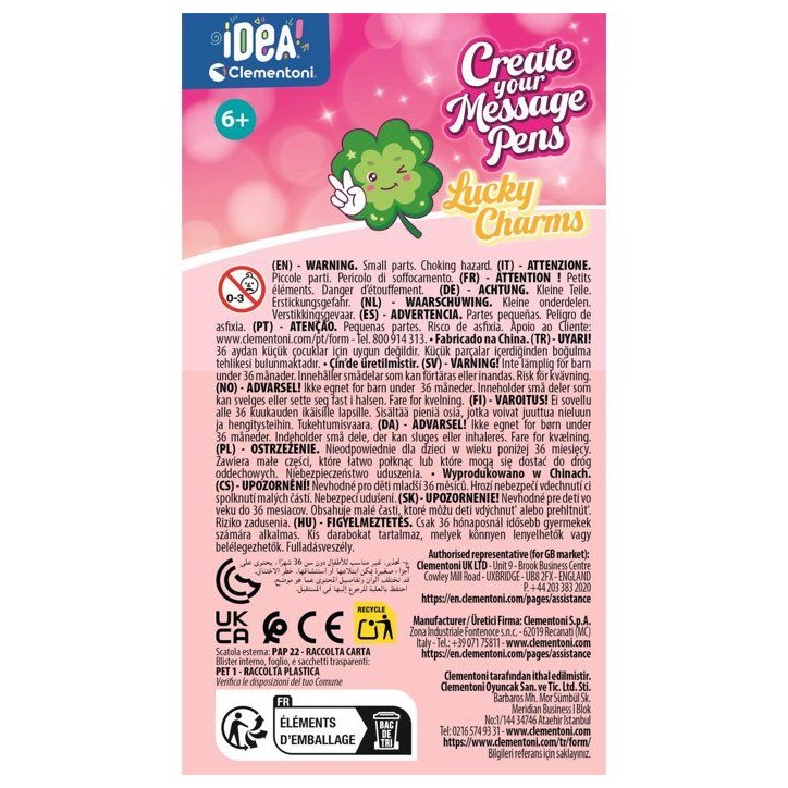 Crée tes Stylos - Clementoni - Mini atelier des Stylos - Coffret Lucky Charms - 3 Stylos inclus et accessoires - Des 6 ans