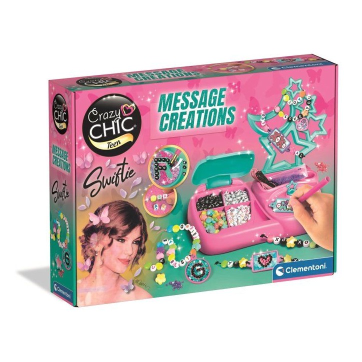 Coffret Bijoux Message Creations Swiftie - Clementoni - Perles, Strass & Cordons Élastiques - Bracelets et Colliers a Personnal Coffret Bijoux Message Creations Swiftie - Clementoni - Perles, Strass & Cordons Élastiques - Bracelets et Colliers a Personnal