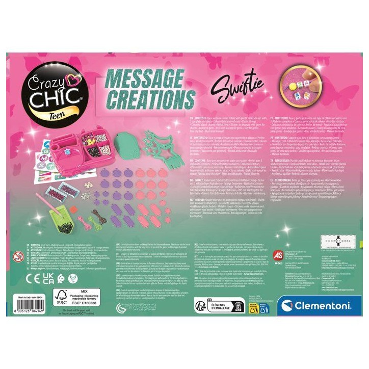 Coffret Bijoux Message Creations Swiftie - Clementoni - Perles, Strass & Cordons Élastiques - Bracelets et Colliers a Personnal Coffret Bijoux Message Creations Swiftie - Clementoni - Perles, Strass & Cordons Élastiques - Bracelets et Colliers a Personnal