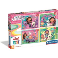 CLEMENTONI - Puzzle 4 en 1 - Gabby's Dollhouse