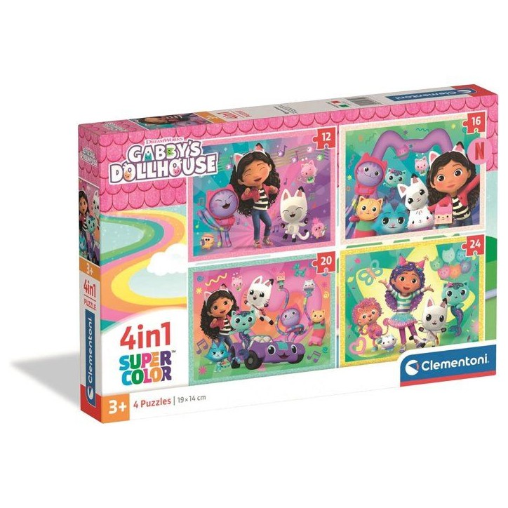 CLEMENTONI - Puzzle 4 en 1 - Gabby's Dollhouse CLEMENTONI - Puzzle 4 en 1 - Gabby's Dollhouse