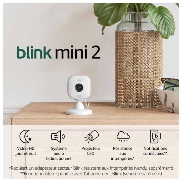 Caméra - BLINK HOME SECURITY - Mini 2 - Systeme 2 caméras - Blanc Caméra - BLINK HOME SECURITY - Mini 2 - Systeme 2 caméras - Blanc