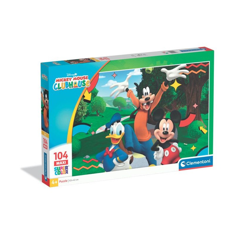 Clementoni - Mickey Mouse - Puzzles 104 Pieces - Maxi Super Color - Pu