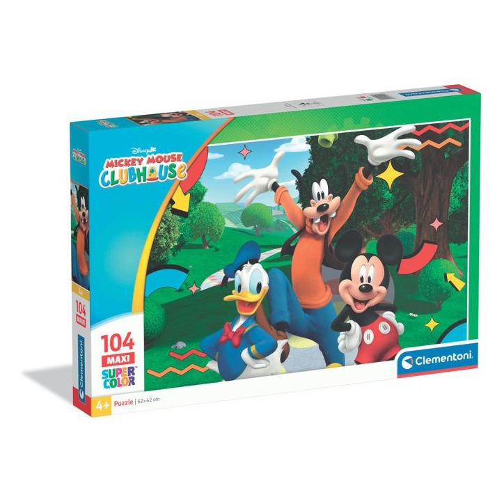 Clementoni - Mickey Mouse - Puzzles 104 Pieces - Maxi Super Color - Puzzle enfant - Des 4 ans - 45x62cm