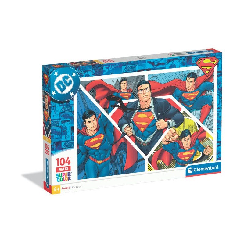 Clementoni - Superman - Puzzles 104 Pieces - Maxi Super Color - Puzzle