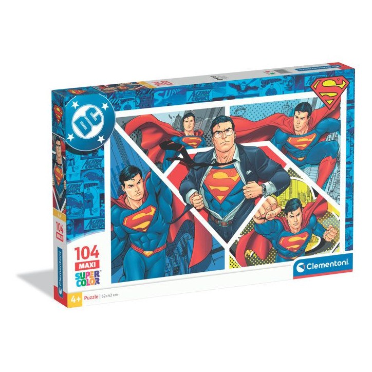 Clementoni - Superman - Puzzles 104 Pieces - Maxi Super Color - Puzzle enfant - Des 4 ans - 45x62cm