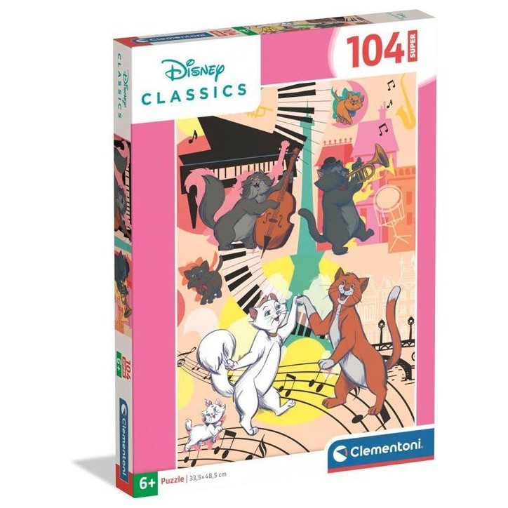 Clementoni - Aristochats - Puzzles 104 Pieces Super - Puzzle enfant - Des 6 ans - 48.5 x 33.3cm
