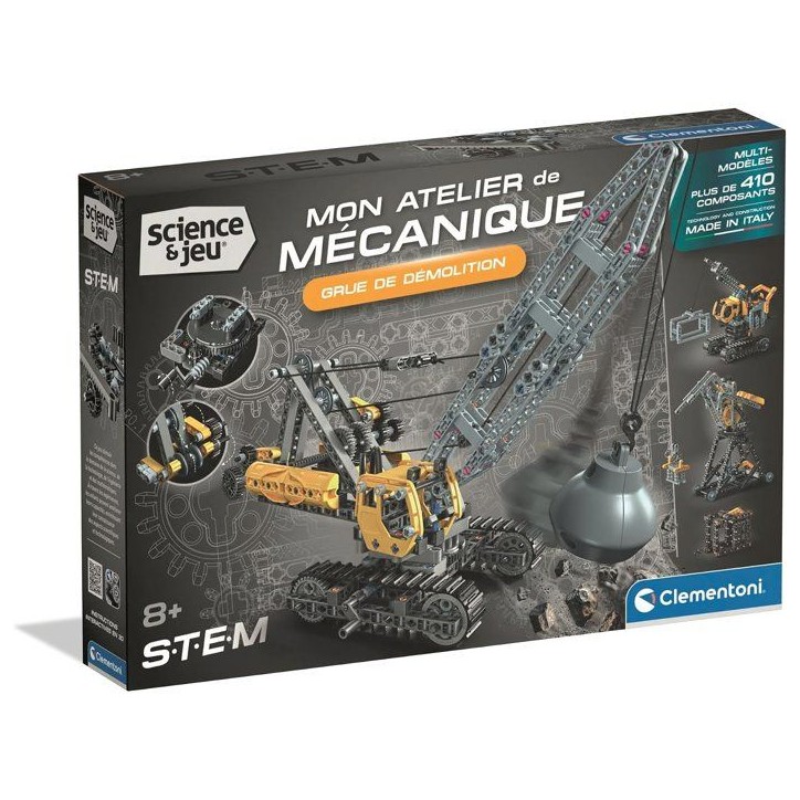 Grue de démolition - CLEMENTONI - Mon Atelier Mécanique - Des 8 ans - Fabriqué en Italie - Coffret de construction enfant Grue de démolition - CLEMENTONI - Mon Atelier Mécanique - Des 8 ans - Fabriqué en Italie - Coffret de construction enfant