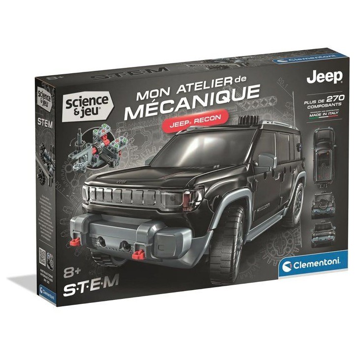Jeep Recon - CLEMENTONI - Mon Atelier Mécanique - Des 8 ans - Fabriqué en Italie - Coffret de construction enfant Jeep Recon - CLEMENTONI - Mon Atelier Mécanique - Des 8 ans - Fabriqué en Italie - Coffret de construction enfant
