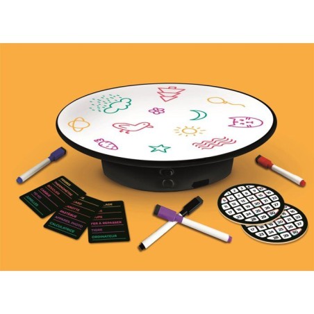 Disc'o Draw - Clementoni - Jeu d'ambiance - Dessine pendant que le disque tourne - Jeu en famille - 3 a 6 joueurs - Des 8 ans