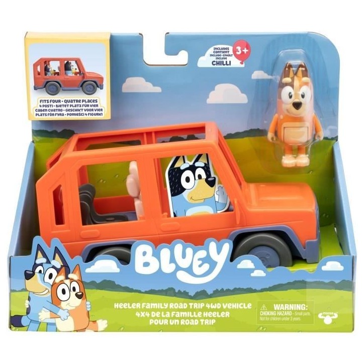 Voiture de Bluey - BLUEY - Véhicule familial avec figurine Chilli et accessoires Voiture de Bluey - BLUEY - Véhicule familial avec figurine Chilli et accessoires