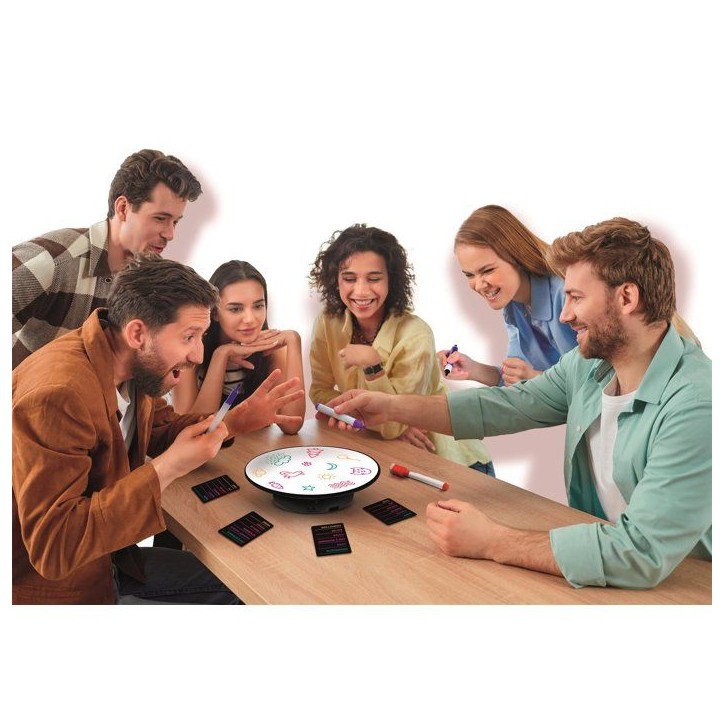 Disc'o Draw - Clementoni - Jeu d'ambiance - Dessine pendant que le disque tourne - Jeu en famille - 3 a 6 joueurs - Des 8 ans