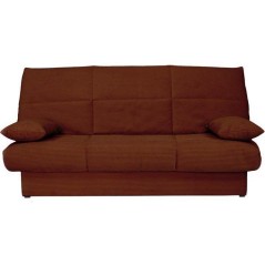 Banquette clic-clac - 3 places - Avec coussins - Tissu Terracotta -190