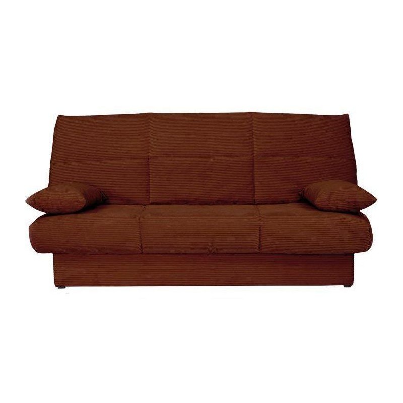 Banquette clic-clac - 3 places - Avec coussins - Tissu Terracotta -190