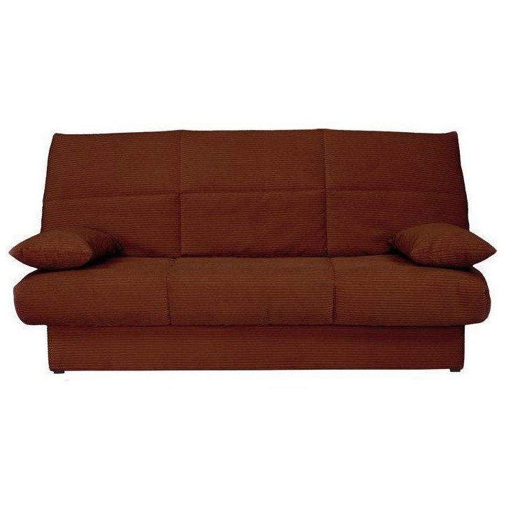 Banquette clic-clac - 3 places - Avec coussins - Tissu Terracotta -190 x 90 x 92 cm - CLEM Banquette clic-clac - 3 places - Avec coussins - Tissu Terracotta -190 x 90 x 92 cm - CLEM