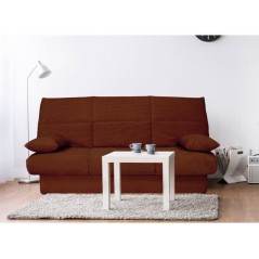 Banquette clic-clac - 3 places - Avec coussins - Tissu Terracotta -190