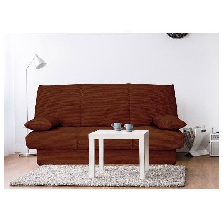 Banquette clic-clac - 3 places - Avec coussins - Tissu Terracotta -190 x 90 x 92 cm - CLEM Banquette clic-clac - 3 places - Avec coussins - Tissu Terracotta -190 x 90 x 92 cm - CLEM