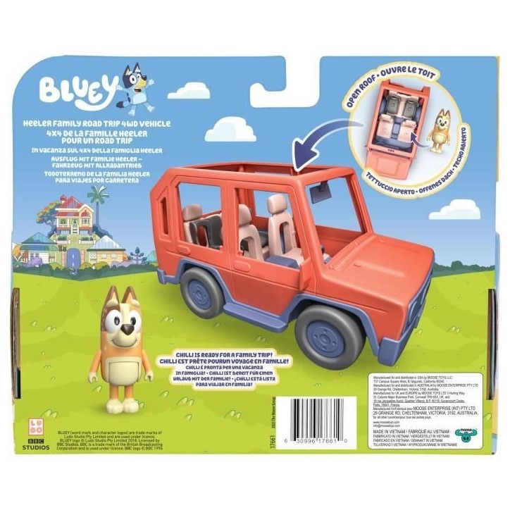 Voiture de Bluey - BLUEY - Véhicule familial avec figurine Chilli et accessoires Voiture de Bluey - BLUEY - Véhicule familial avec figurine Chilli et accessoires