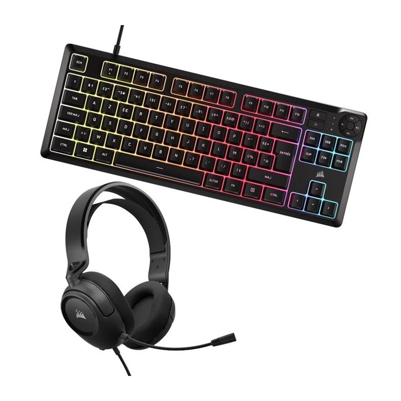 Ensemble Casque et clavier Corsair HS35 + K55 CORE TKL