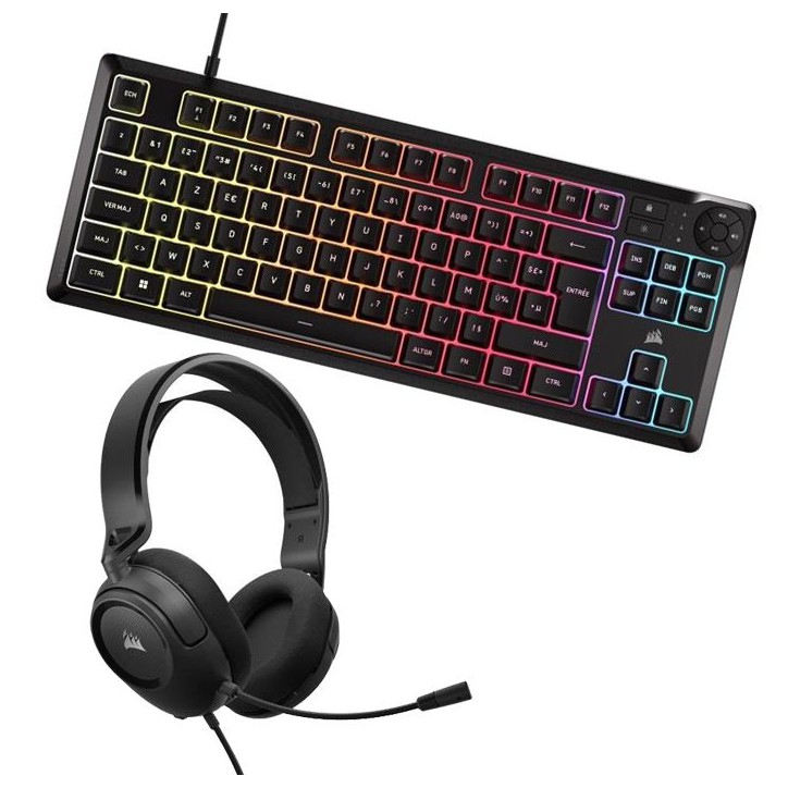 Ensemble Casque et clavier Corsair HS35 + K55 CORE TKL