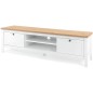 Meuble TV 2 tiroirs - Décor chene artisan et blanc - L 160 x P 45 x H 40 cm - BERGEN