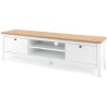 Meuble TV 2 tiroirs - Décor chene artisan et blanc - L 160 x P 45 x H