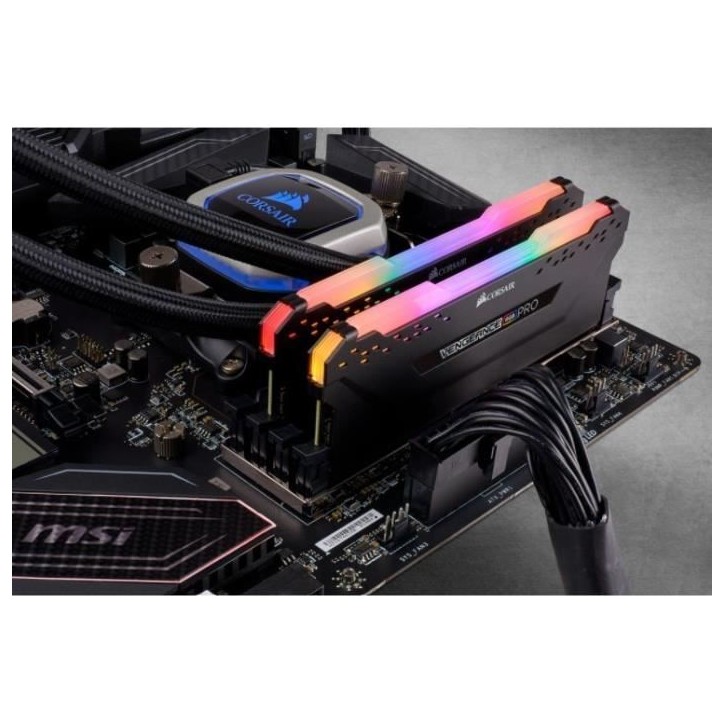 Mémoire RAM - CORSAIR - Vengeance RGB Pro DDR4 - 32GB 2x16GB DIMM - 3200 MHz - 1.35V - Noir (CMW32GX4M2E3200C)