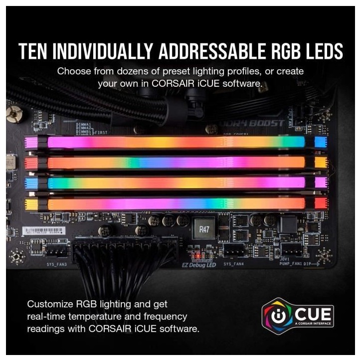 Mémoire RAM - CORSAIR - Vengeance RGB Pro DDR4 - 32GB 2x16GB DIMM - 3200 MHz - 1.35V - Noir (CMW32GX4M2E3200C)