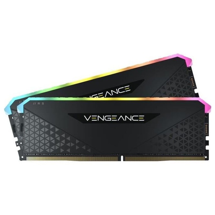 Mémoire RAM - CORSAIR - Vengeance RGB RS - DDR4 - 16GB 2x8GB DIMM - 3200 MHz - 1.35V - Noir (CMG16GX4M2E3200C16)
