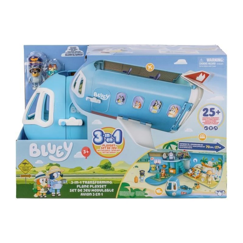 Avion de Bluey - BLUEY - Set de jeu transformable avec figurines et ac Avion de Bluey - BLUEY - Set de jeu transformable avec figurines et ac