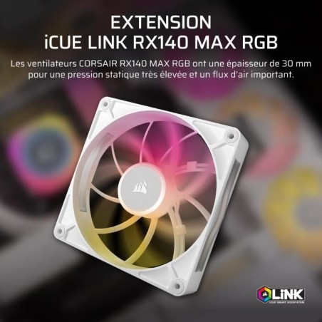 Refroidissement PC - CORSAIR - CO-9051039-WW - Kit de démarrage ventilateurs iCUE LINK RX140 RGB Max White Single Fan