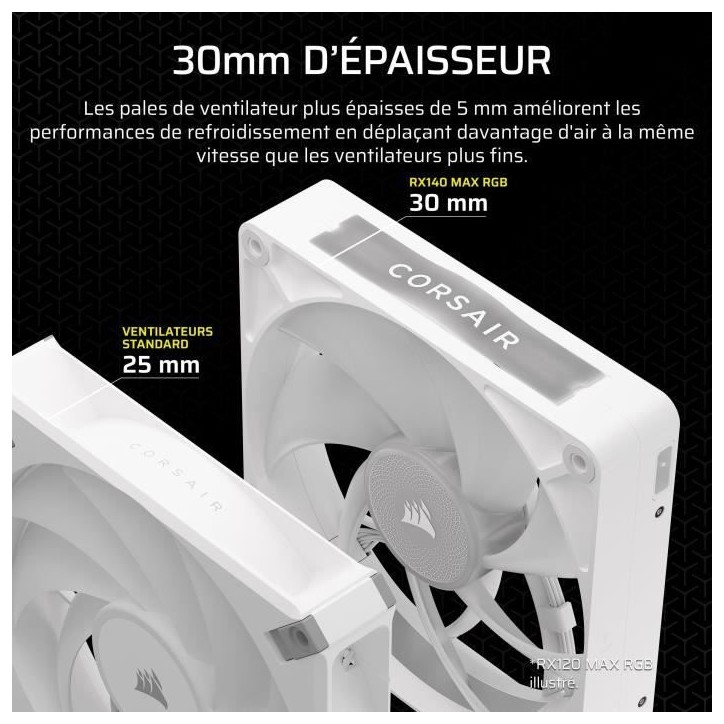 Refroidissement PC - CORSAIR - CO-9051039-WW - Kit de démarrage ventilateurs iCUE LINK RX140 RGB Max White Single Fan Refroidissement PC - CORSAIR - CO-9051039-WW - Kit de démarrage ventilateurs iCUE LINK RX140 RGB Max White Single Fan