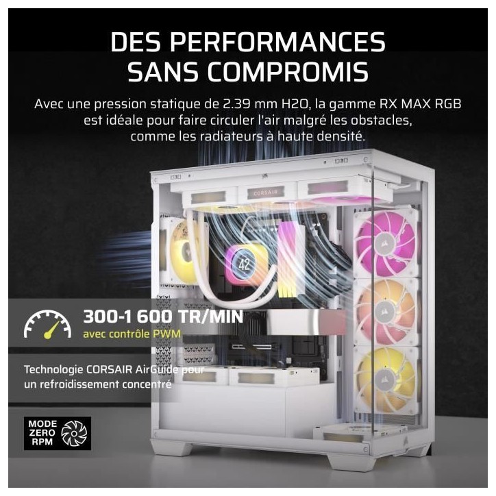 Refroidissement PC - CORSAIR - CO-9051039-WW - Kit de démarrage ventilateurs iCUE LINK RX140 RGB Max White Single Fan Refroidissement PC - CORSAIR - CO-9051039-WW - Kit de démarrage ventilateurs iCUE LINK RX140 RGB Max White Single Fan