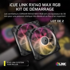Refroidissement PC - CORSAIR - CO-9051036-WW - Kit de démarrage ventilateurs iCUE LINK RX140 RGB Max Dual Fan