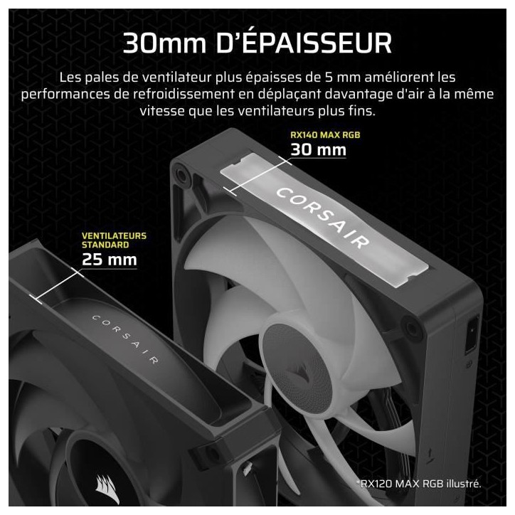 Refroidissement PC - CORSAIR - CO-9051036-WW - Kit de démarrage ventilateurs iCUE LINK RX140 RGB Max Dual Fan Refroidissement PC - CORSAIR - CO-9051036-WW - Kit de démarrage ventilateurs iCUE LINK RX140 RGB Max Dual Fan