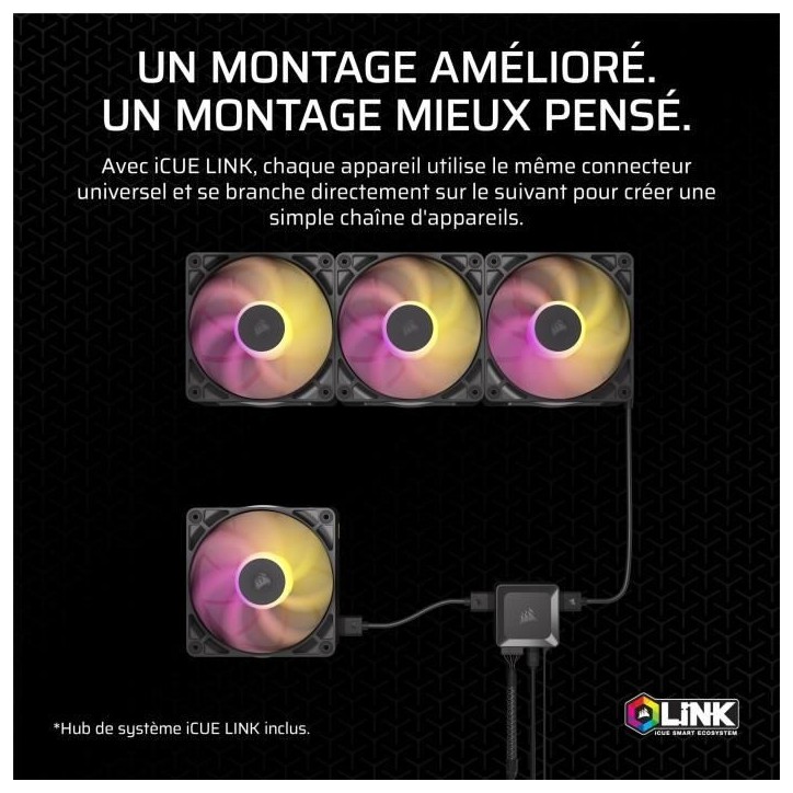 Refroidissement PC - CORSAIR - CO-9051036-WW - Kit de démarrage ventilateurs iCUE LINK RX140 RGB Max Dual Fan Refroidissement PC - CORSAIR - CO-9051036-WW - Kit de démarrage ventilateurs iCUE LINK RX140 RGB Max Dual Fan