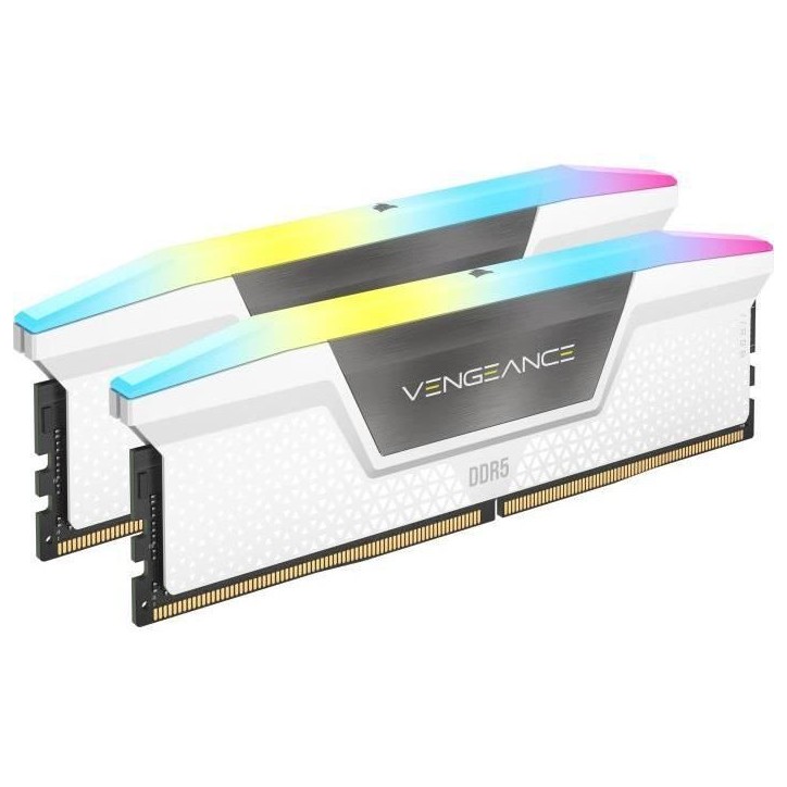 Mémoire RAM - CORSAIR - CMH32GX5M2B6000Z30W - 32 Go 2x 16 Go - VENGEANCE RGB DDR5 White Heatspreader - 6000MT/s - DIMM - CL 30