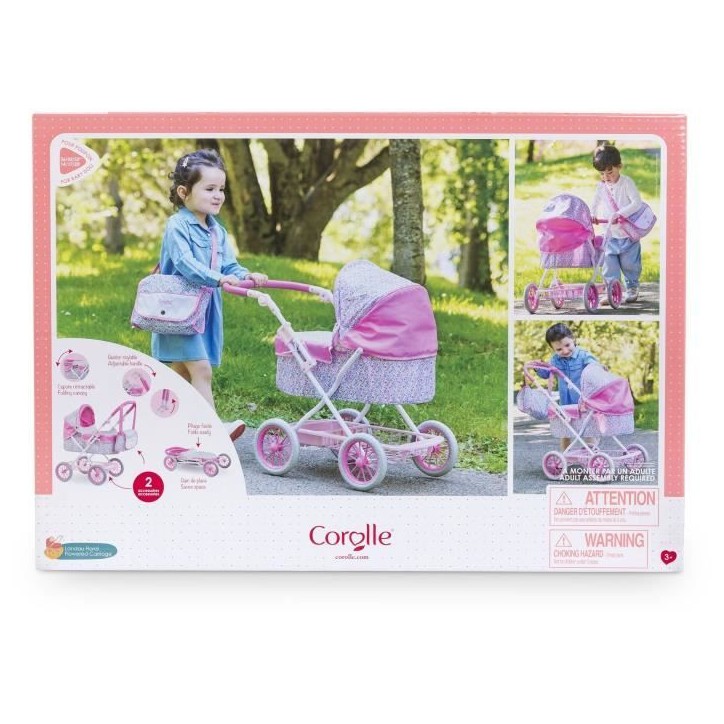Accessoires poupons - COROLLE - Landau Floral - pour poupons 36 a 52 cm - des 3 ans