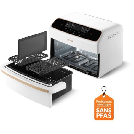 Friteuse sans huile COSORI - Air Fryer Dual Blaze Twinfry Compact - Capacité 8,6L - 2700 W - Blanc