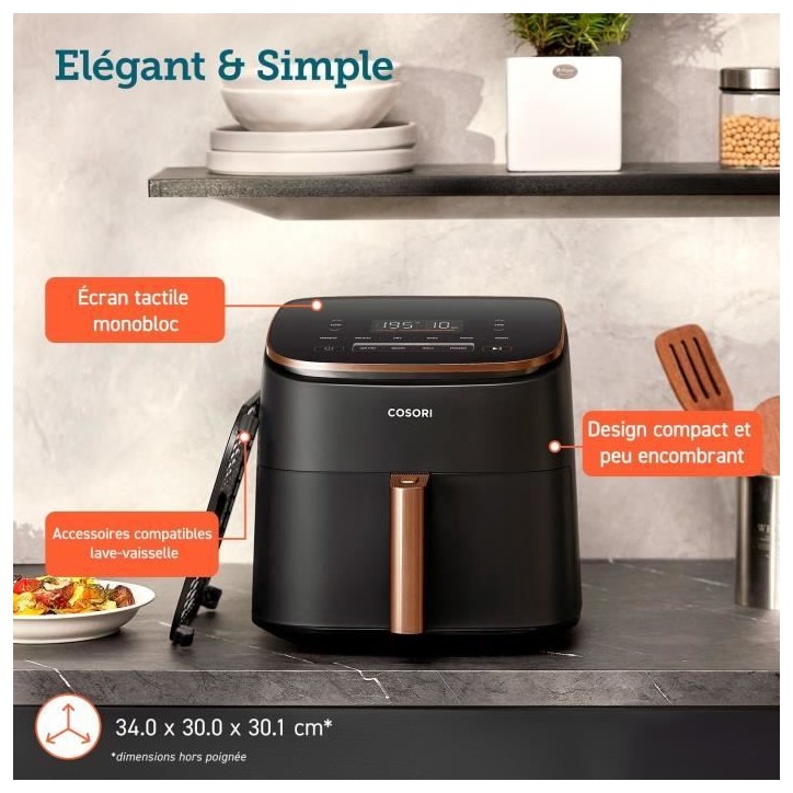 Friteuse sans huile COSORI - Turbo Blaze Chef Edition - Capacité 6L - 6 programmes - 1725W - Noir