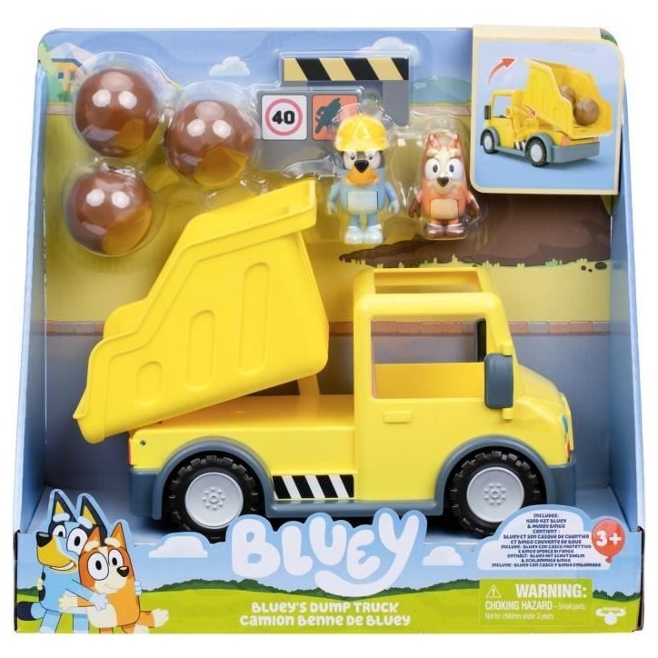 Camion benne - BLUEY - Bluey et Bingo - Figurines incluses - Accessoires personnalisables Camion benne - BLUEY - Bluey et Bingo - Figurines incluses - Accessoires personnalisables