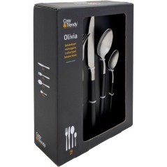 Couverts - COSY & TRENDY - Olivia 16 pcs - Noir brossé - Inox - Tenda