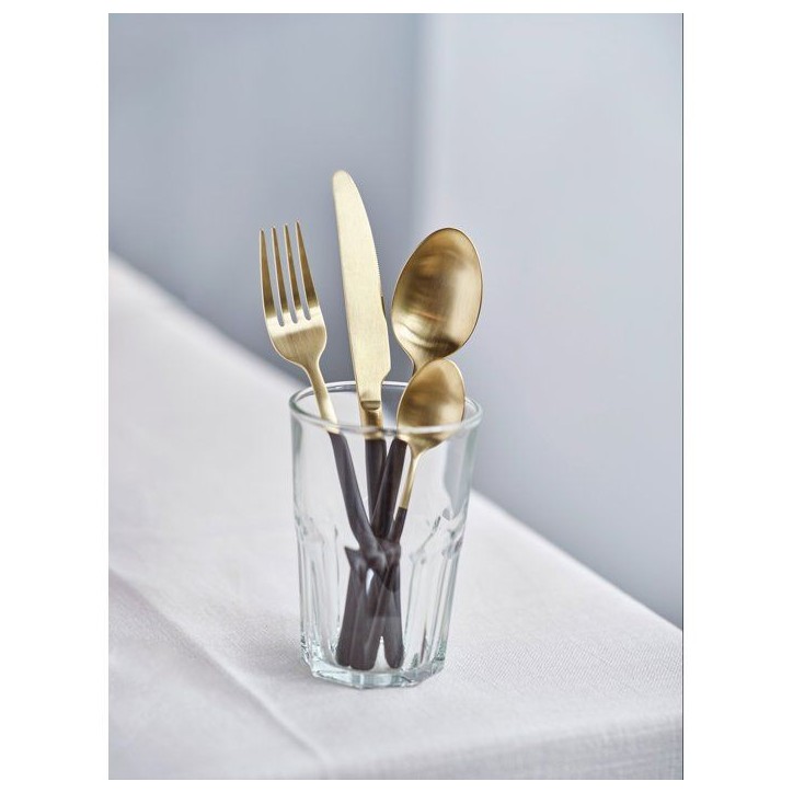 Couverts - COSY & TRENDY - Olivia 16 pcs - Champagne/Noir - Design élégant