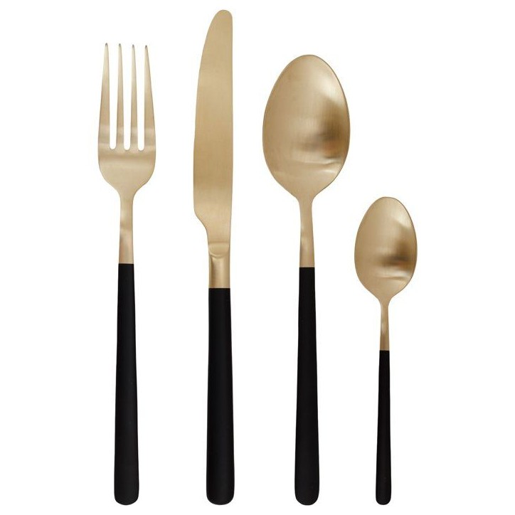 Couverts - COSY & TRENDY - Olivia 16 pcs - Champagne/Noir - Design élégant