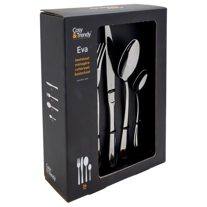 Couverts - COSY & TRENDY - Eva 24 pcs - Miroir - Inox - Brillant