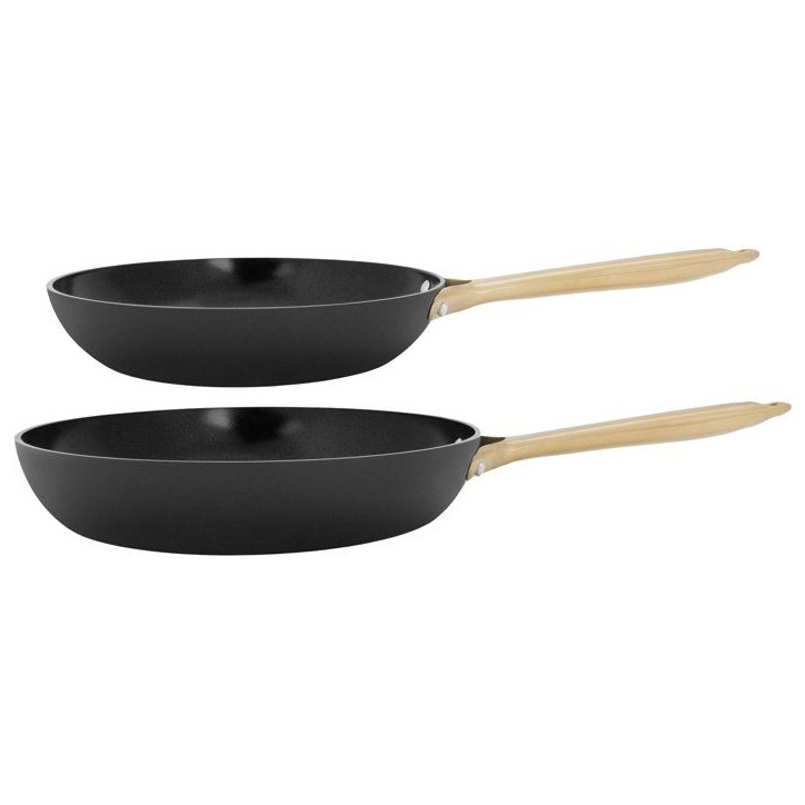 Poeles - COSY & TRENDY - Elegance Set 2 - 24+28 cm - Noir - Aluminium recyclé - Tous feux